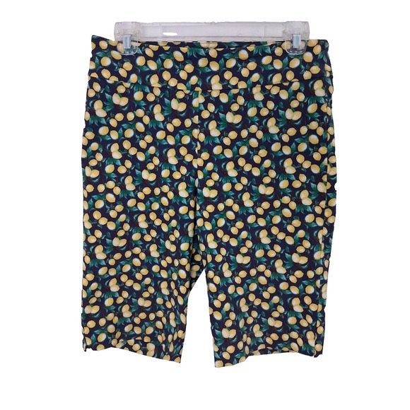Counterparts Pants - Counterparts Pull On Lemon Print Shorts Womens Size 6 P 11 " Inseam Artsy Fun